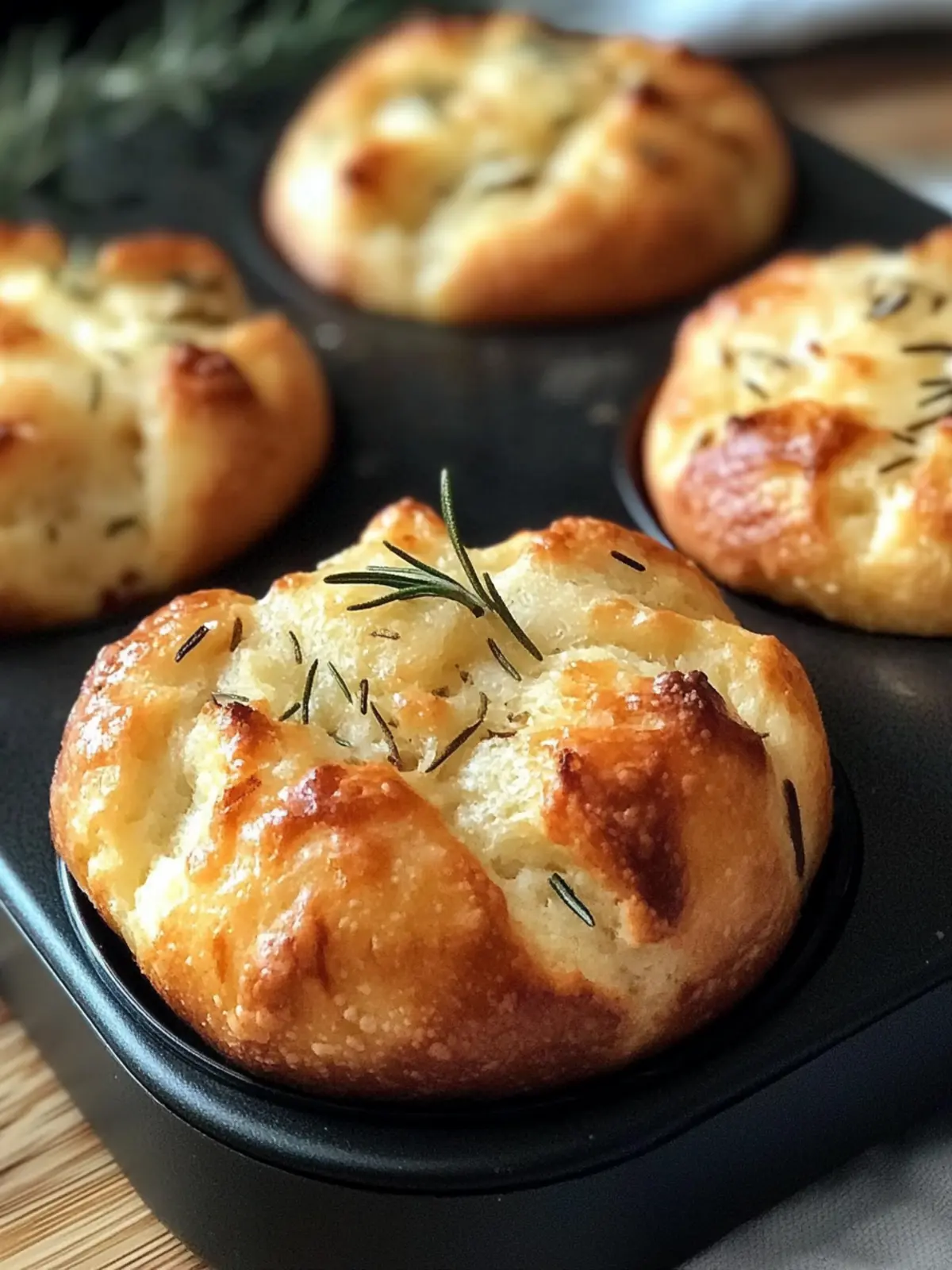 Savory Rosemary Garlic Focaccia Muffins for Easy Snacking 3 Rosemary Garlic Focaccia Muffins