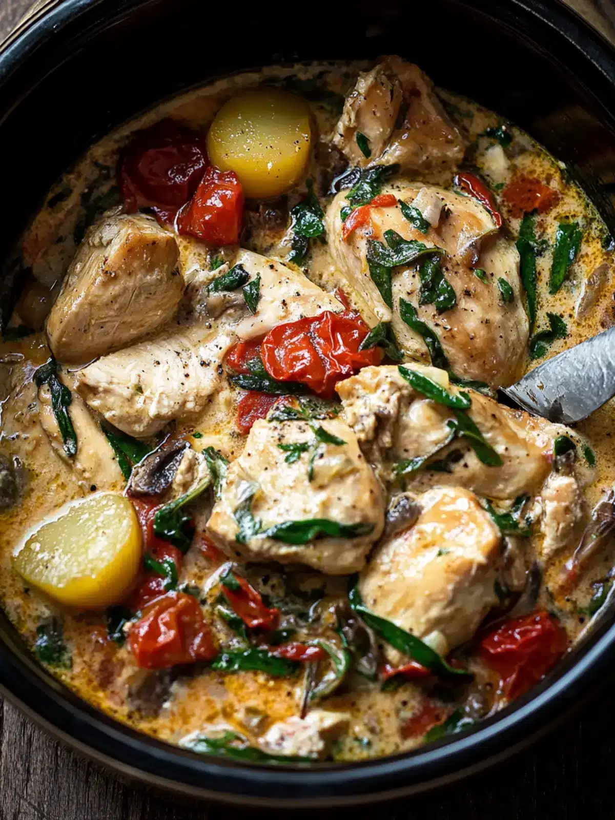 Mouthwatering Crockpot Tuscan Chicken in Creamy Garlic Sauce 5 Crockpot Tuscan Chicken