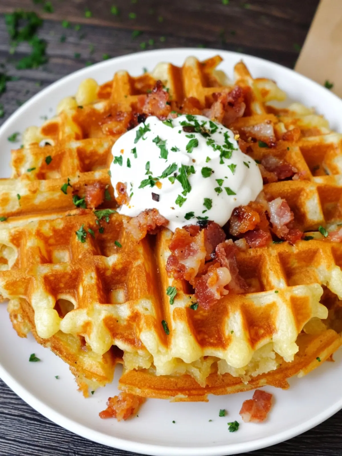 Bacon and Cheese Loaded Hashbrown Waffles for a Cozy Brunch 3 Bacon and Cheese Loaded Hashbrown Waffles