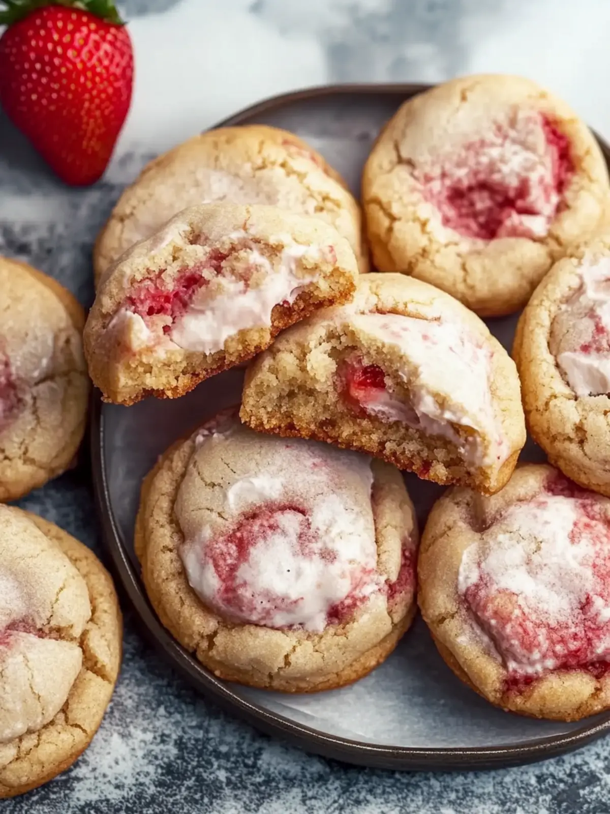 Irresistible Stuffed Strawberry Cheesecake Cookies with Brown Butter 4 Stuffed Strawberry Cheesecake Cookies with Brown Butter