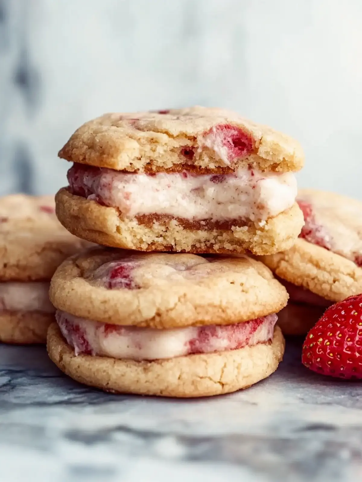 Stuffed Strawberry Cheesecake Cookies with Brown Butter