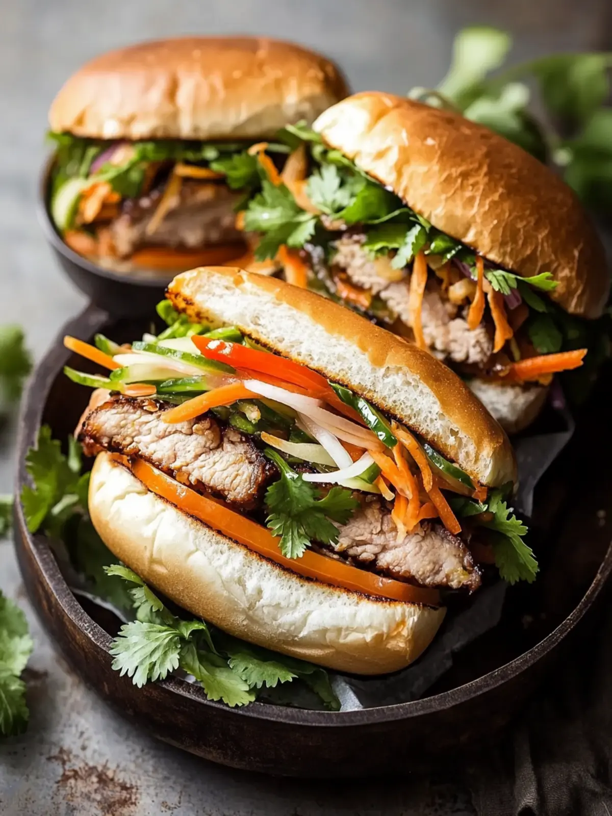 Savory Pork Banh Mi Burger with a Zesty Sriracha Twist 4 Pork Banh Mi Burger