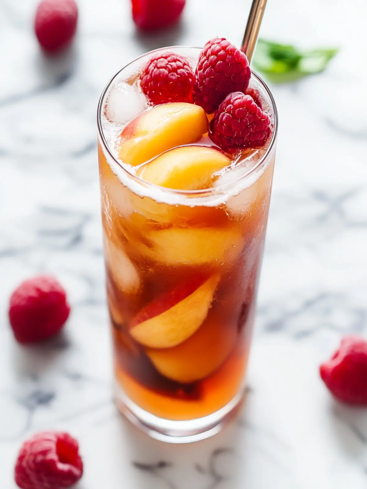 Delightful Bellini Peach Raspberry Iced Tea for Summer Sips 2 Bellini Peach Raspberry Iced Tea