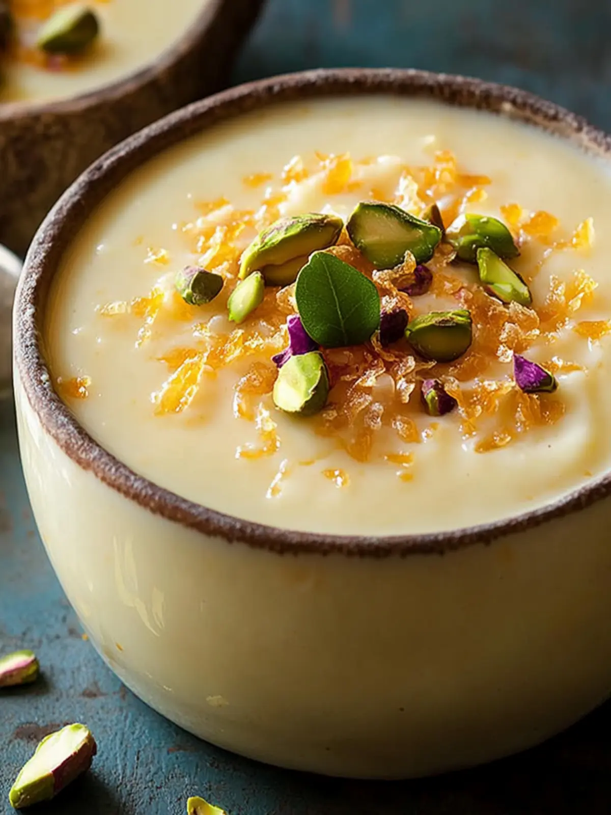 Creamy Orange Blossom Semolina Pudding with Pistachios