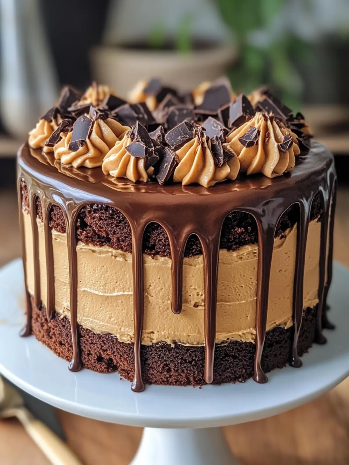 Layered Chocolate Ganache Peanut Butter Cake Delight