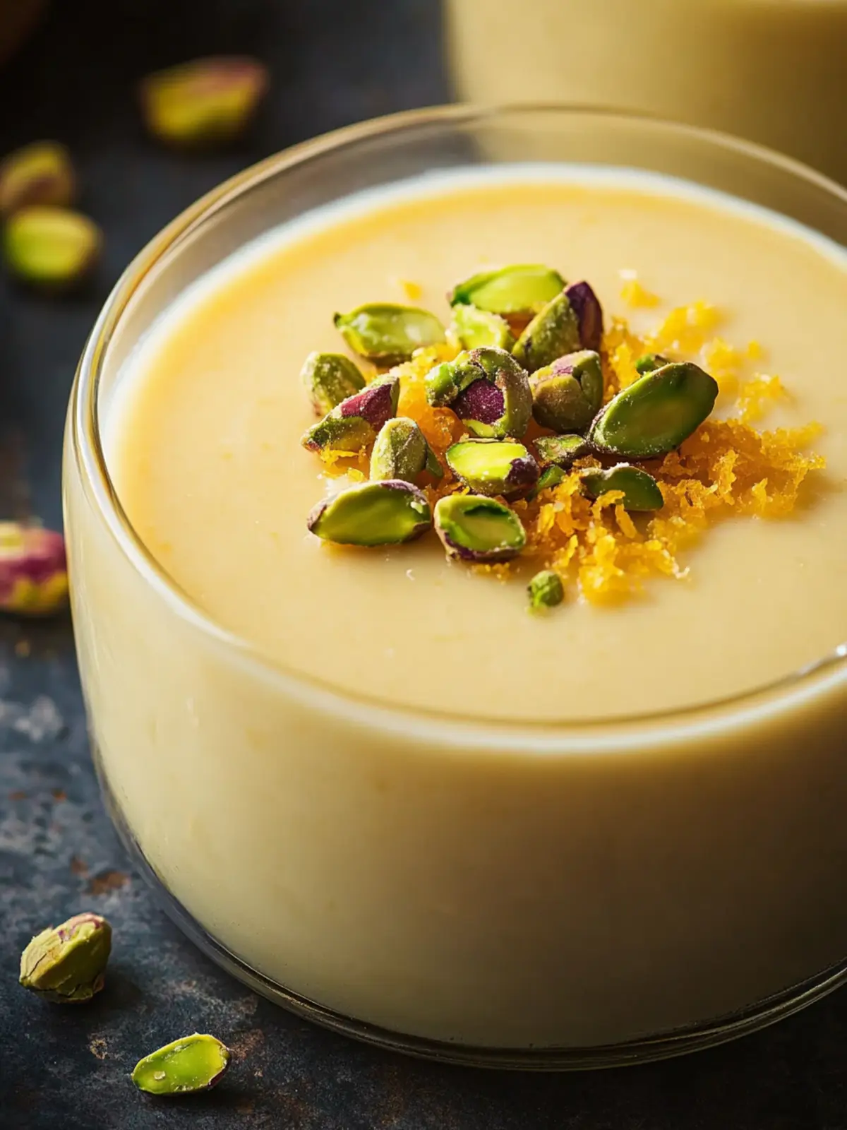 Indulge in Creamy Orange Blossom Semolina Pudding with Pistachios 3 Creamy Orange Blossom Semolina Pudding with Pistachios