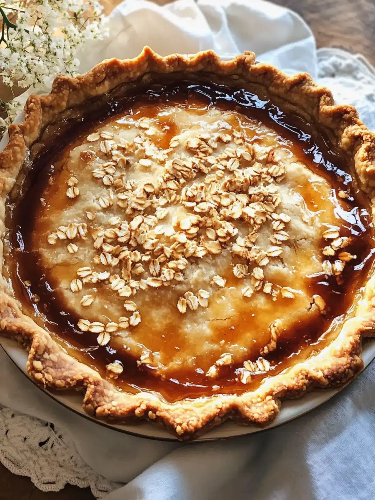 Crispy Burnt Honey Pie with Flaky Oat Crust