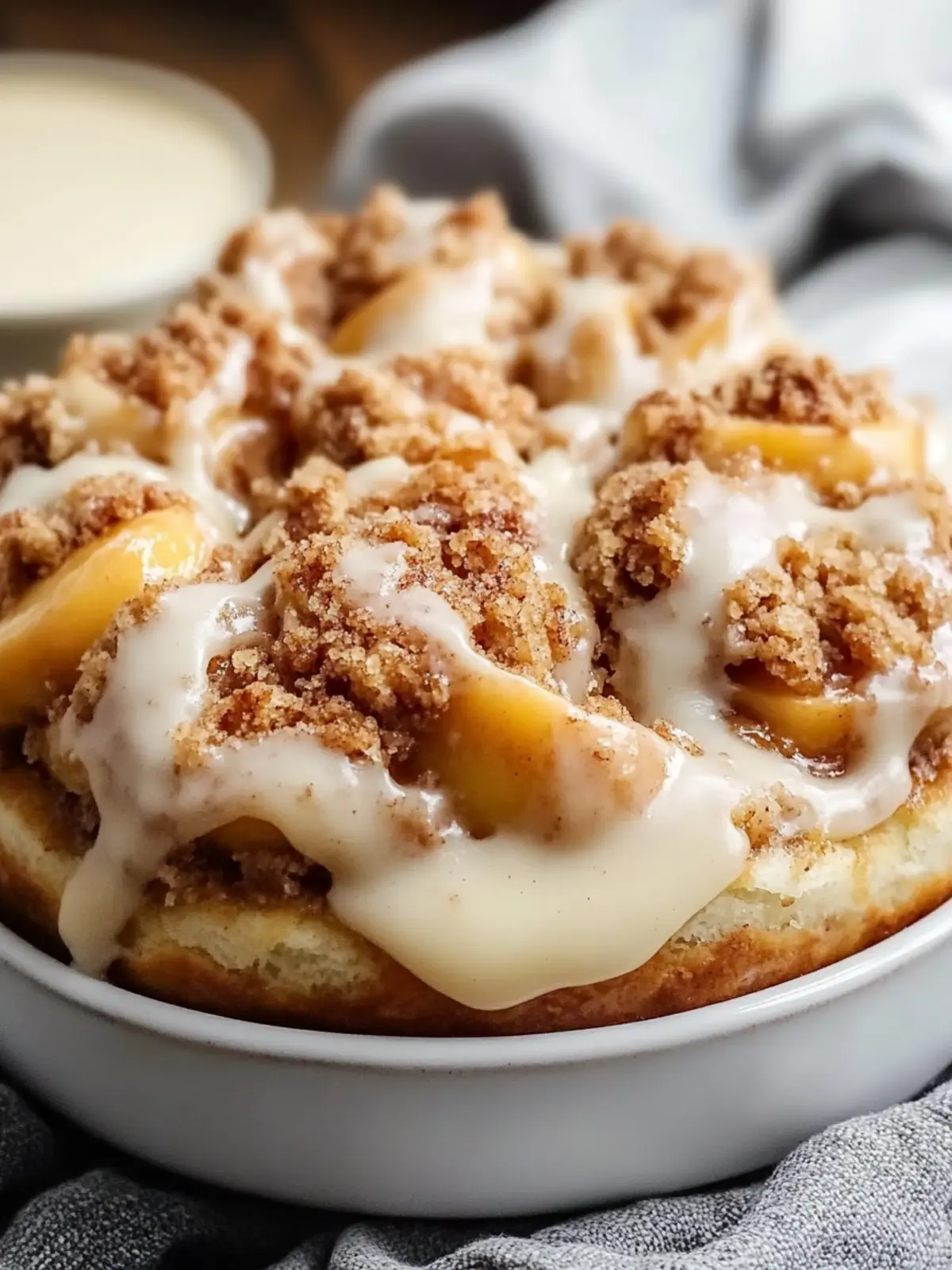 Peach Cobbler Cinnamon Rolls with Crumb Topping for Blissful Mornings 2 Peach Cobbler Cinnamon Rolls With Crumb Topping for Blissful Mornings