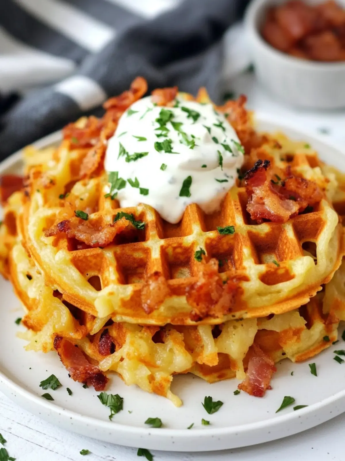 Bacon and Cheese Loaded Hashbrown Waffles for a Cozy Brunch 4 Bacon and Cheese Loaded Hashbrown Waffles