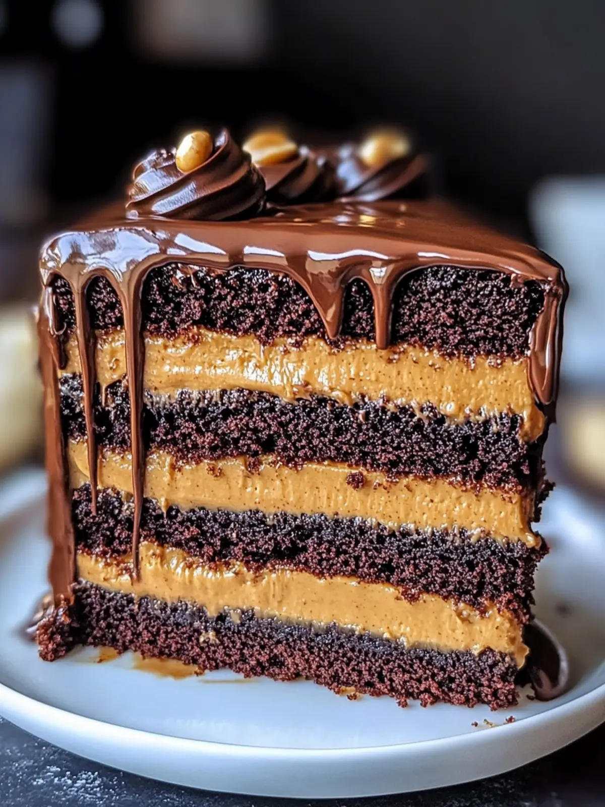 Layered Chocolate Ganache Peanut Butter Cake Delight to Impress 3 Layered Chocolate Ganache Peanut Butter Cake Delight