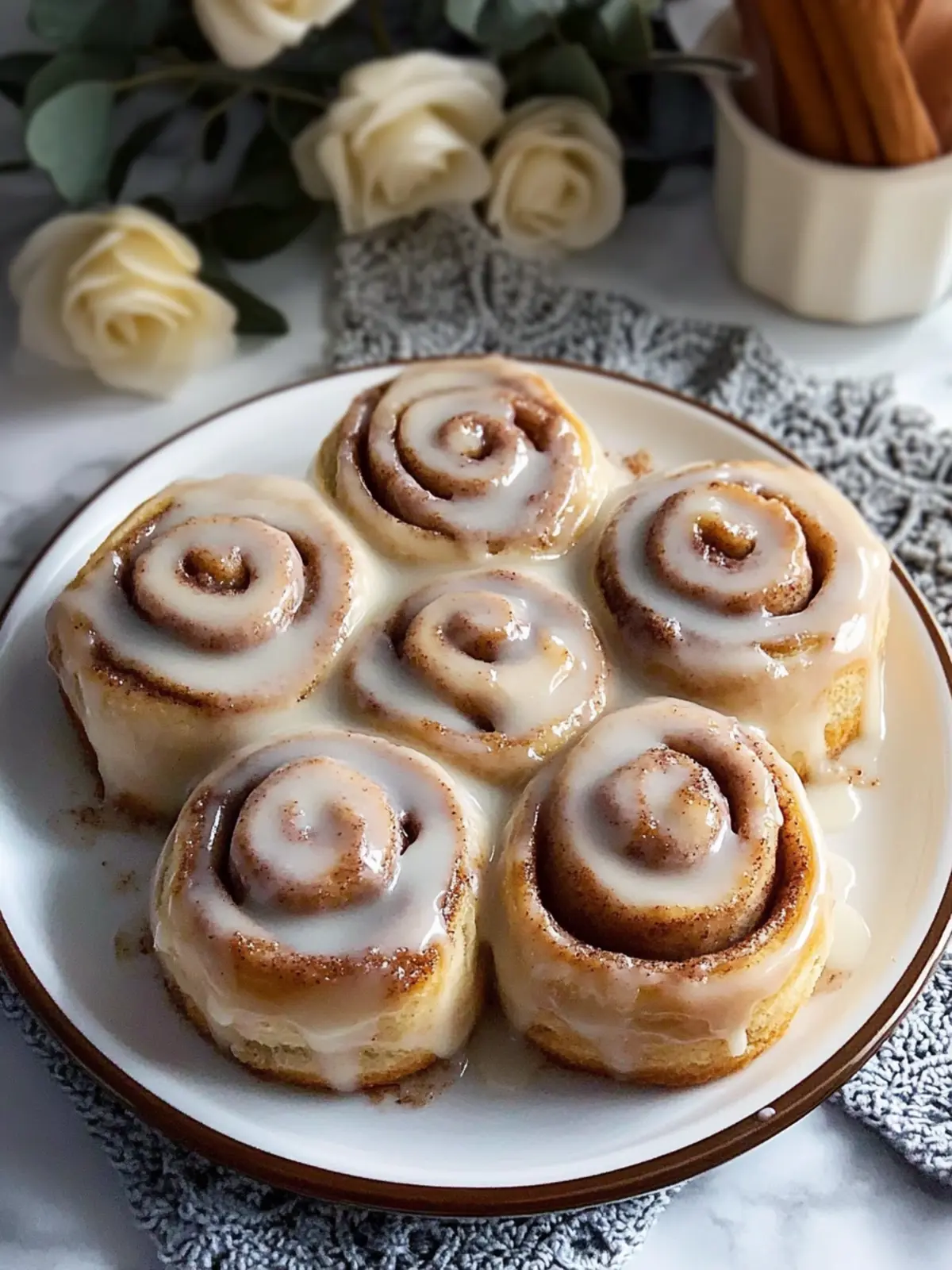 Fluffy and Irresistible Cinnamon Rolls with Creamy Glaze Delight 4 Fluffy and Irresistible Cinnamon Rolls with a Sweet Cinnamon-Sugar Filling and Creamy Glaze