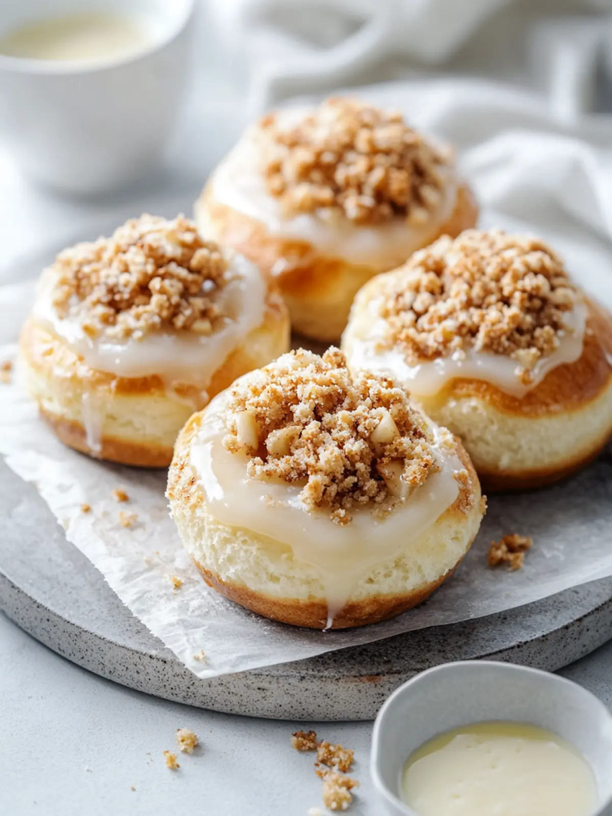 Apple Cheesecake Buns with Crumble Topping: A Sweet Delight 5 Apple Cheesecake Buns with a Crumble Topping and Sweet Glaze