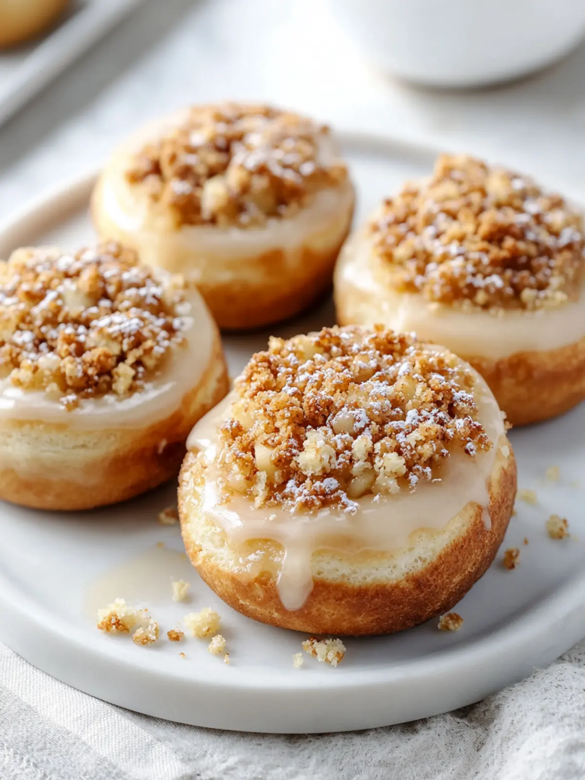 Apple Cheesecake Buns with Crumble Topping: A Sweet Delight 2 Apple Cheesecake Buns with a Crumble Topping and Sweet Glaze