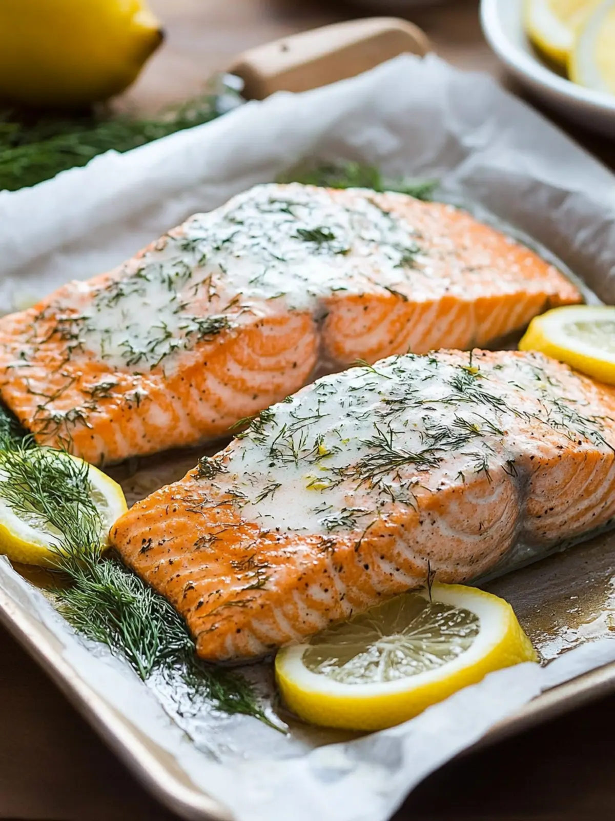 Baked Salmon with Lemon and Dill Sauce That's Quick & Healthy 5 Baked Salmon with Lemon and Dill Sauce