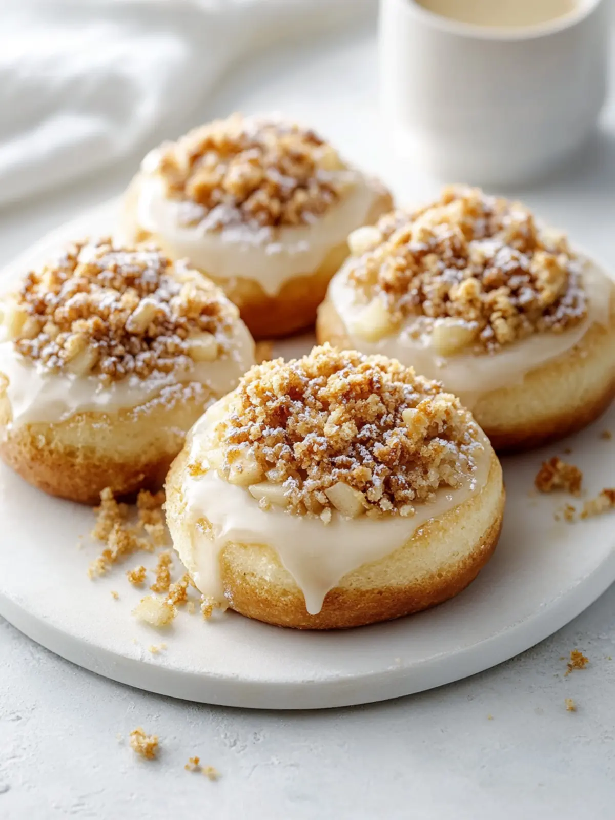 Apple Cheesecake Buns with Crumble Topping: A Sweet Delight 4 Apple Cheesecake Buns with a Crumble Topping and Sweet Glaze