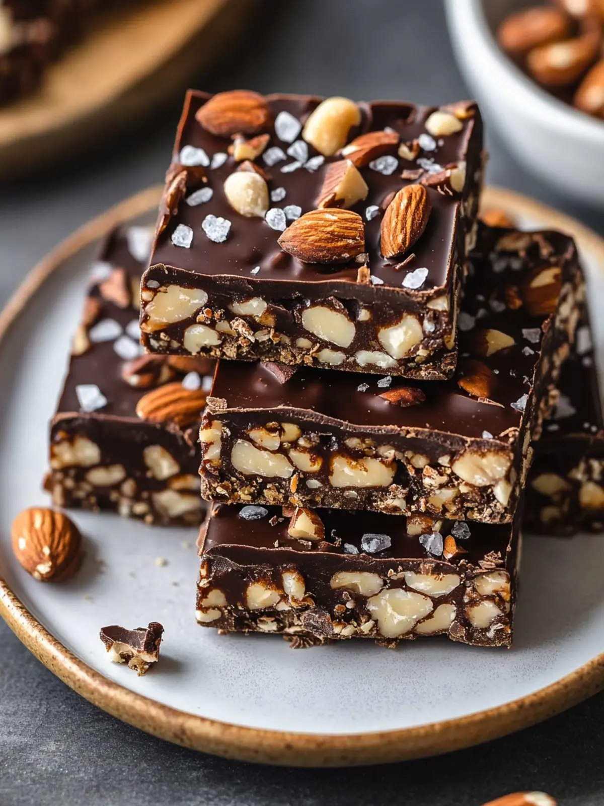 Addictively Crunchy Dark Chocolate and Sea Salt Nut Bars 2 Dark Chocolate and Sea Salt Nut Bars