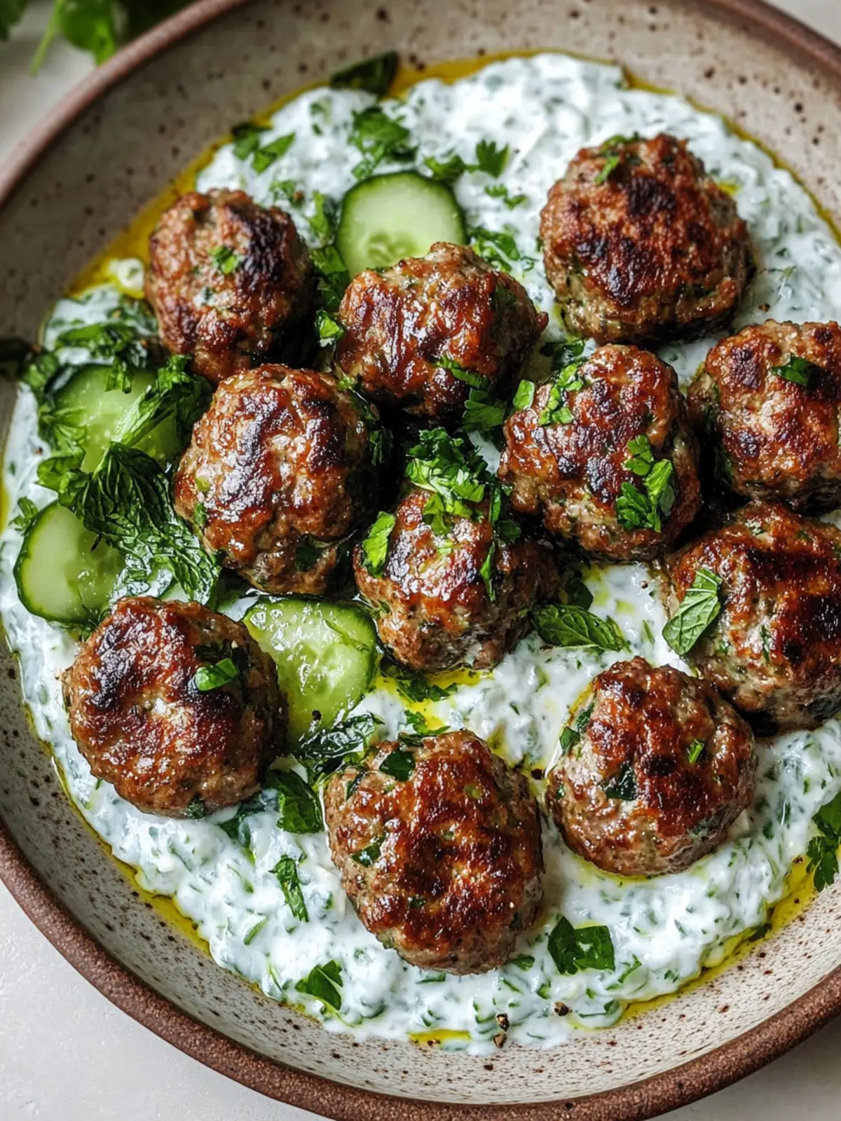 Delicious Lebanese Kofta Meatballs with Cool Cucumber Mint Sauce 5 Lebanese Kofta Meatballs with Cucumber Mint Sauce