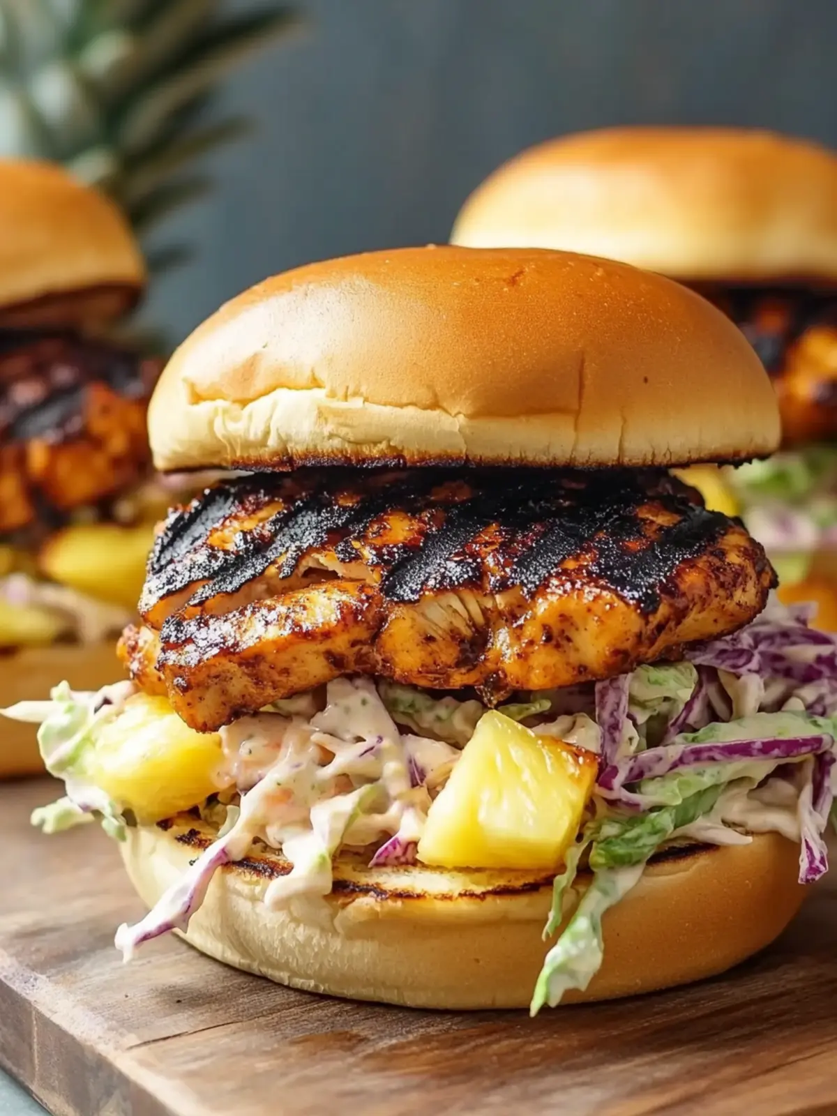 Jerk Chicken Sandwich with Grilled Pineapple Bliss 4 Jerk Chicken Sandwich with Grilled Pineapple and Coleslaw