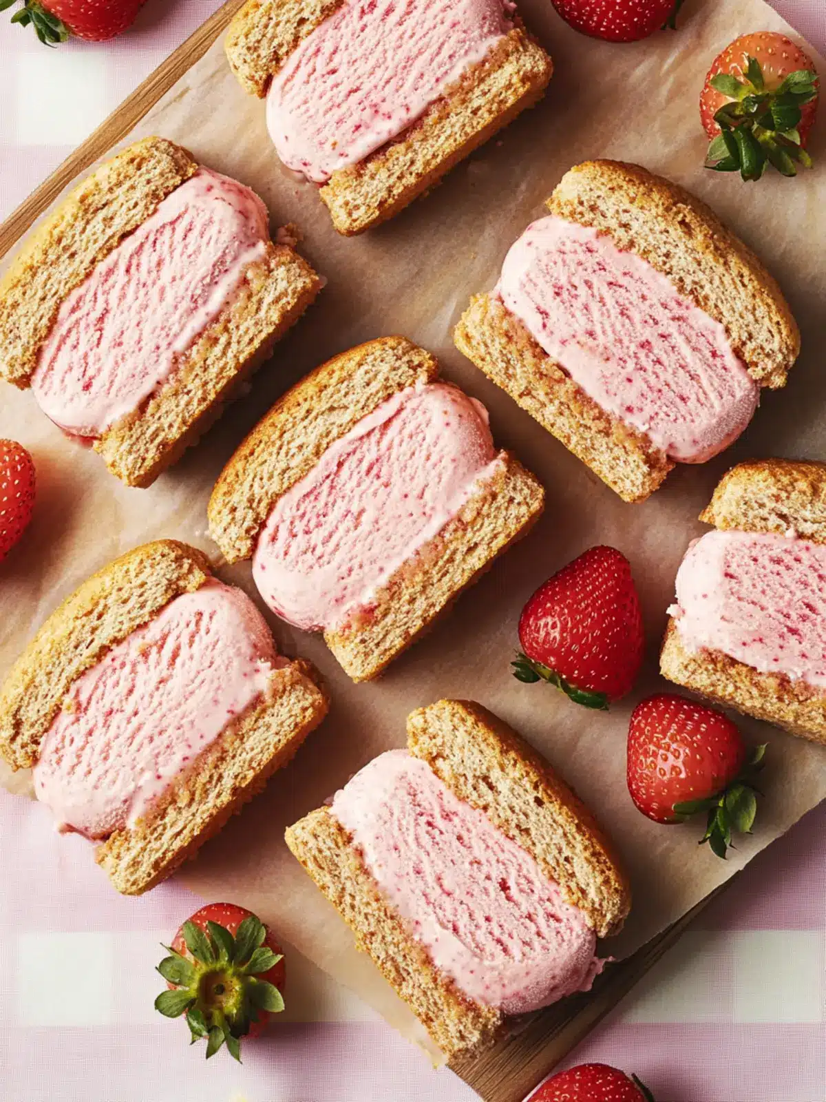 No-Churn Strawberry Ice Cream Sandwiches for Summer Bliss 3 Strawberry Ice Cream Sandwiches