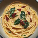 Creamy Spaghetti & Spinach with Sun-Dried Tomato Bliss 9 Spaghetti & Spinach with Sun-Dried Tomato Cream Sauce