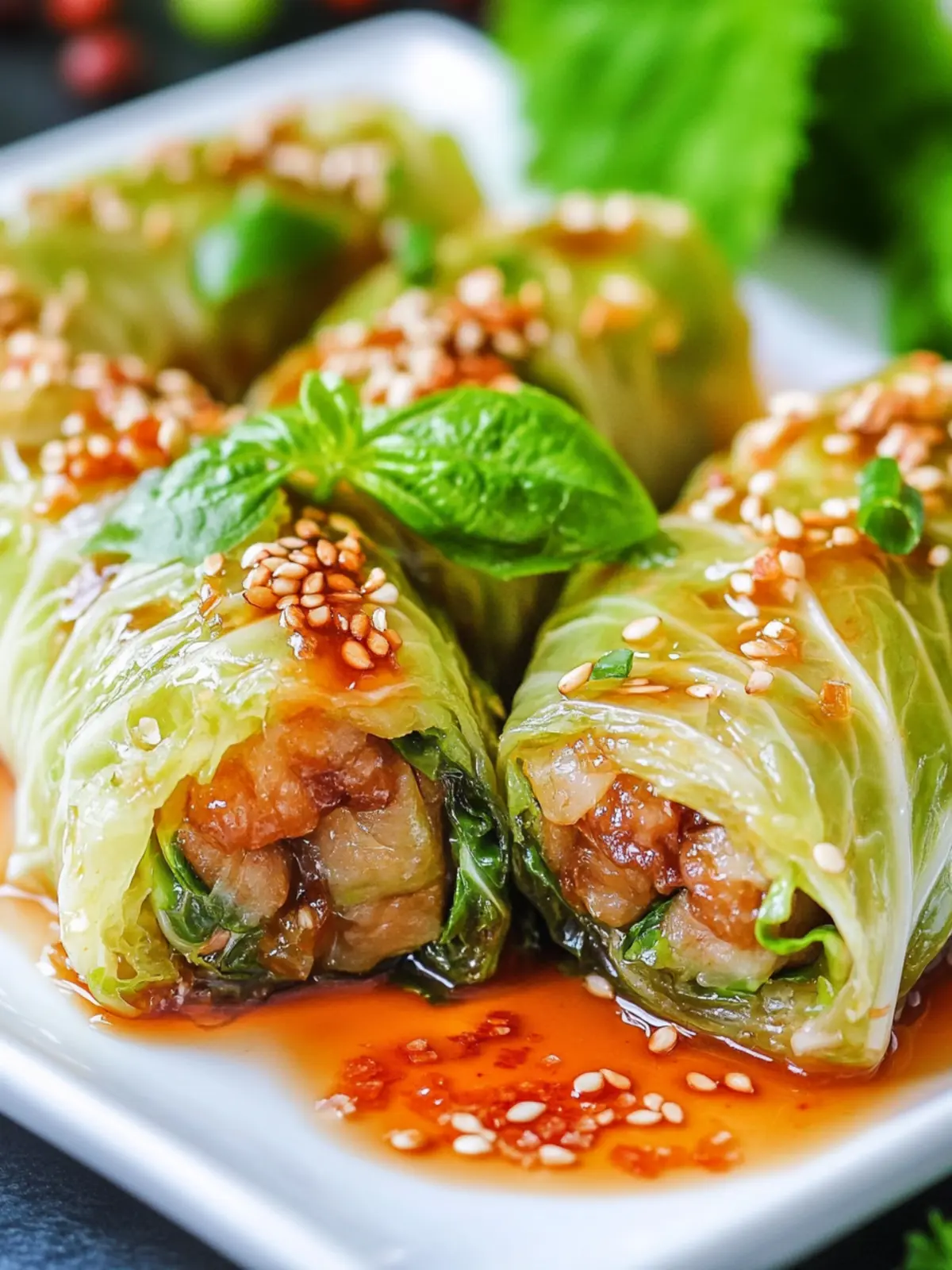 Savory Napa Cabbage Rolls with a Ginger-Soy Twist 4 Napa Cabbage Rolls