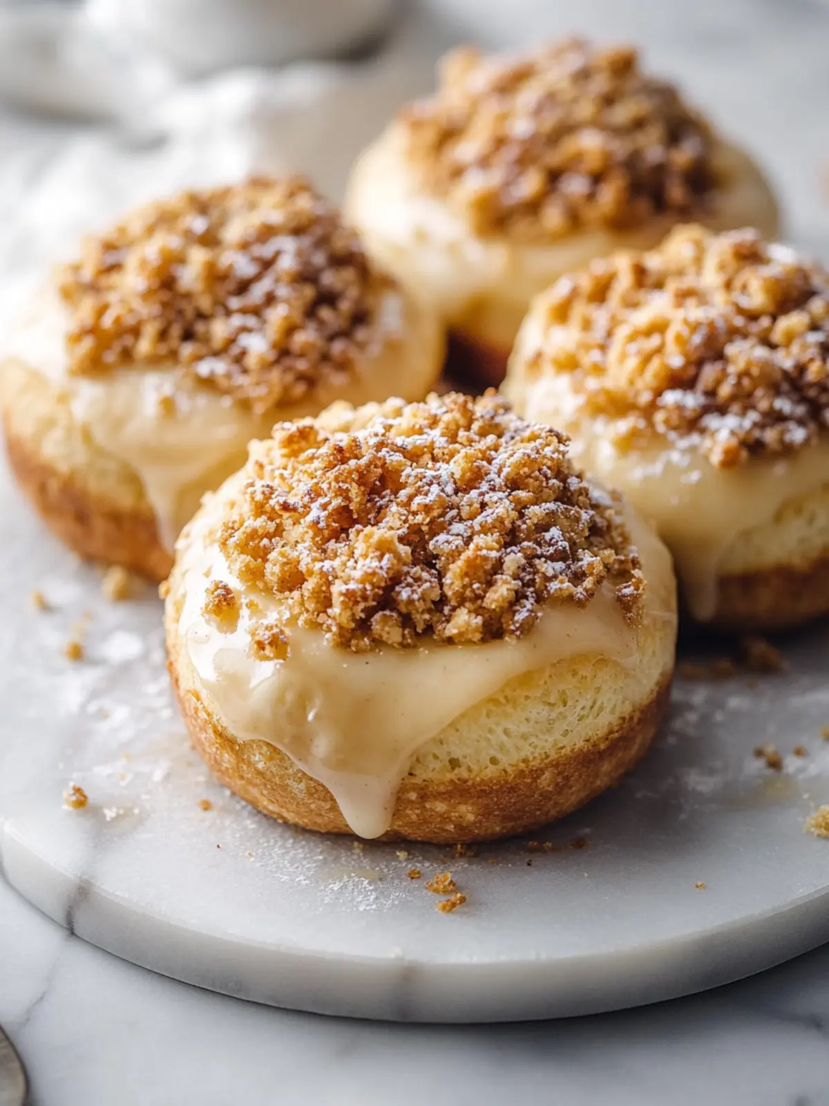 Apple Cheesecake Buns with Crumble Topping: A Sweet Delight 3 Apple Cheesecake Buns with a Crumble Topping and Sweet Glaze