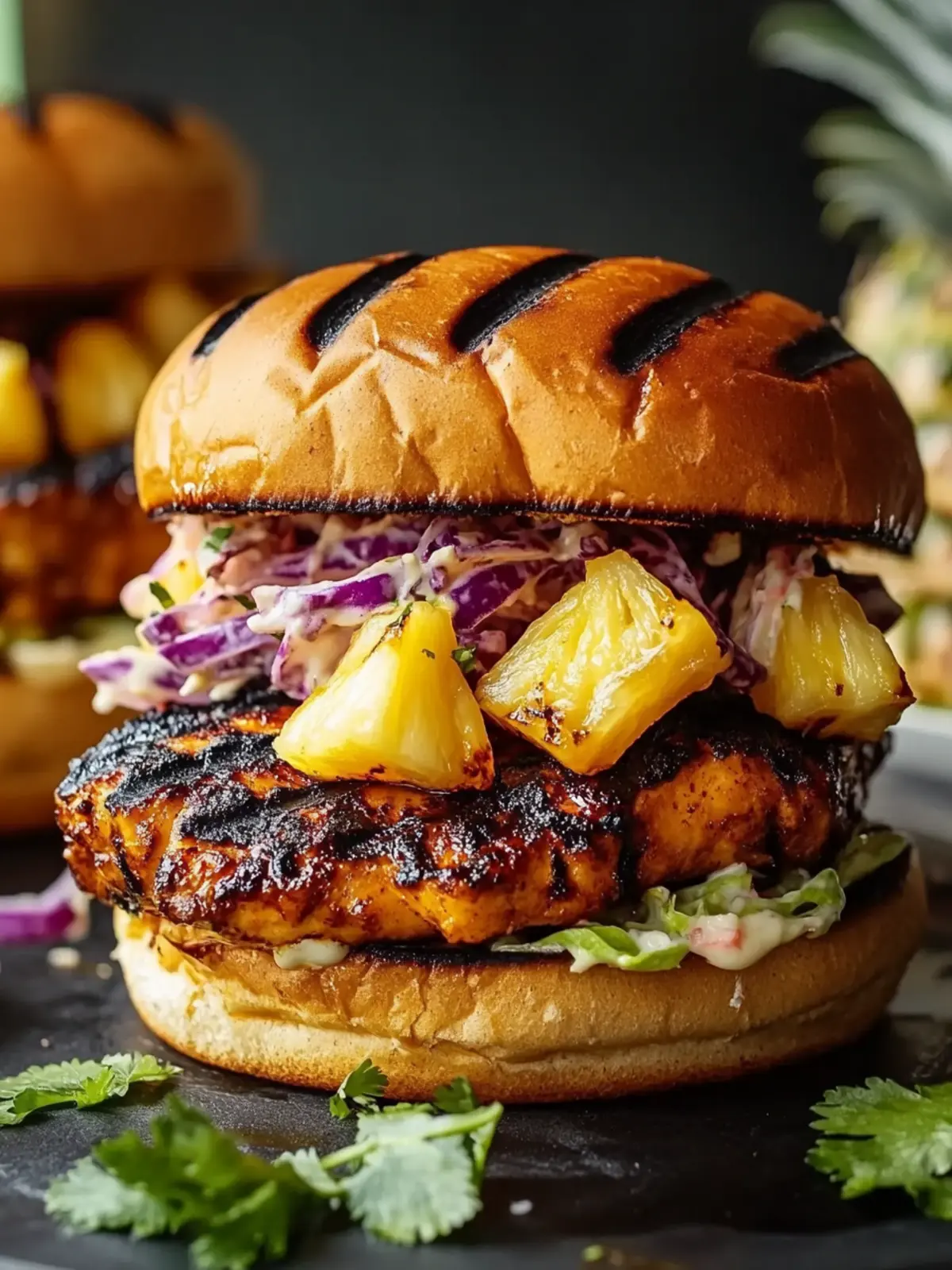 Jerk Chicken Sandwich with Grilled Pineapple Bliss 2 Jerk Chicken Sandwich with Grilled Pineapple and Coleslaw