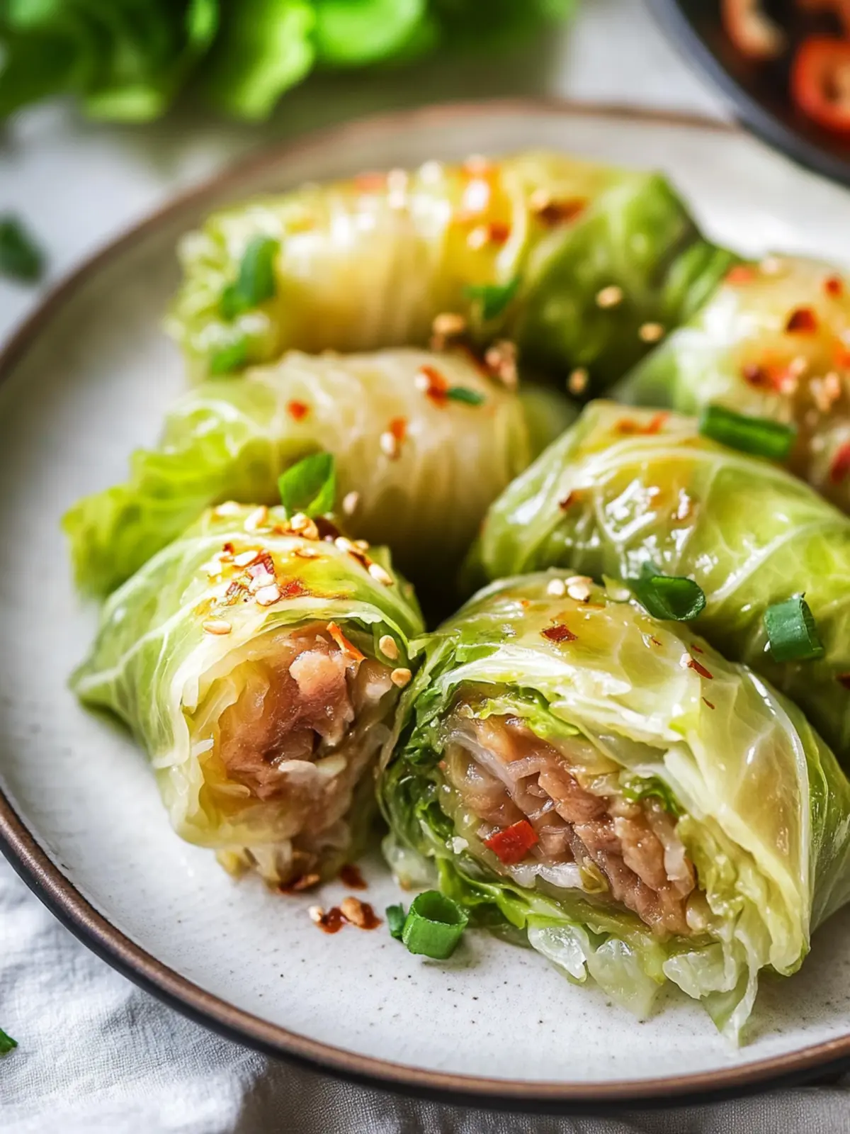 Savory Napa Cabbage Rolls with a Ginger-Soy Twist 3 Napa Cabbage Rolls