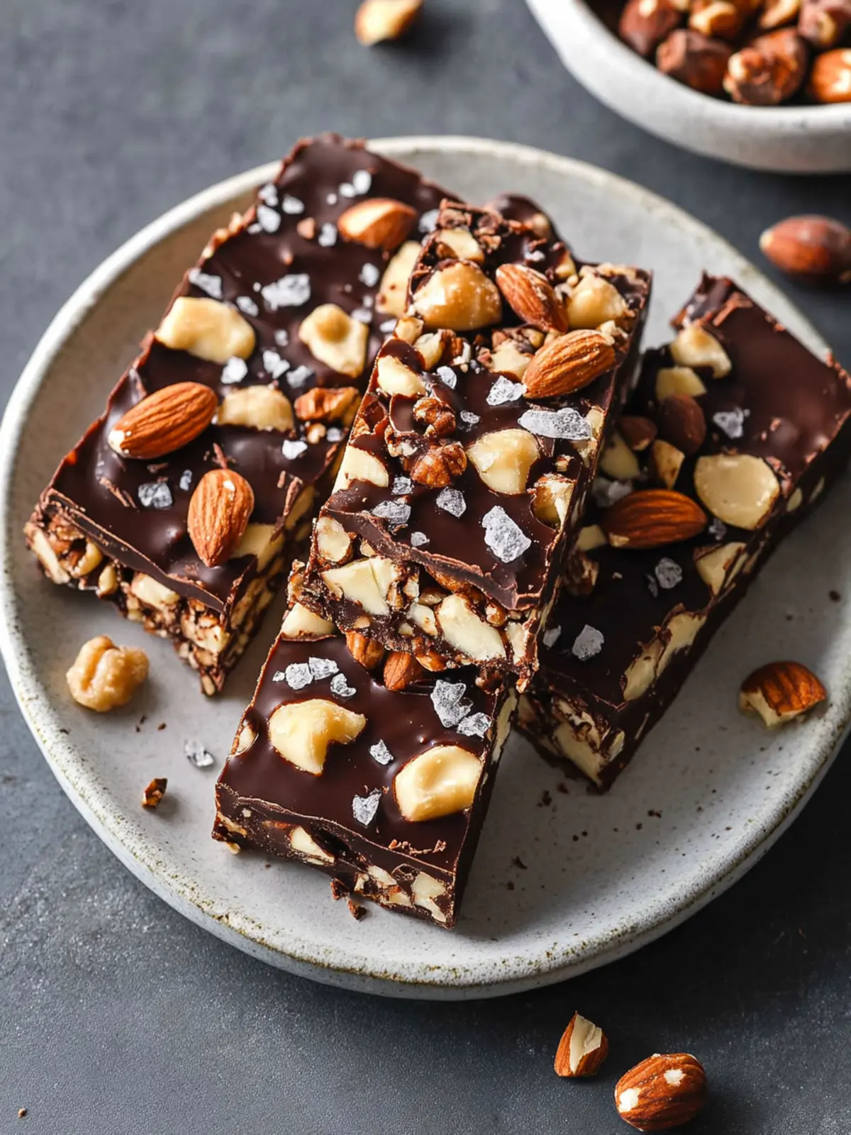 Addictively Crunchy Dark Chocolate and Sea Salt Nut Bars 5 Dark Chocolate and Sea Salt Nut Bars