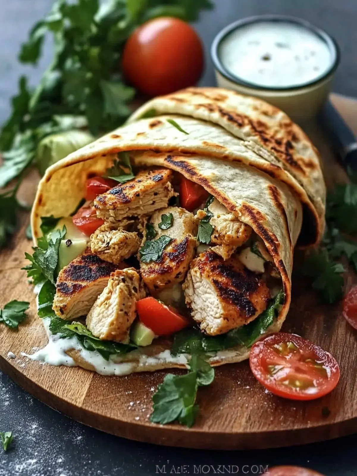 Homemade Protein Chicken Wraps with Yogurt Flatbread Magic 2 Protein Chicken Wraps (with Homemade Yogurt Flatbread)