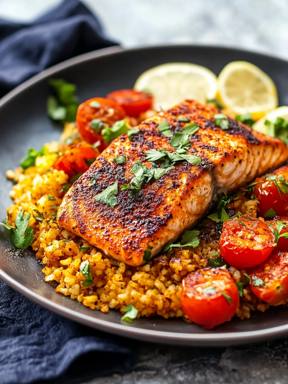 Cajun Salmon With Tomato Cauliflower Rice for a Quick Dinner Delight 4 Cajun Salmon With Tomato Cauliflower Rice