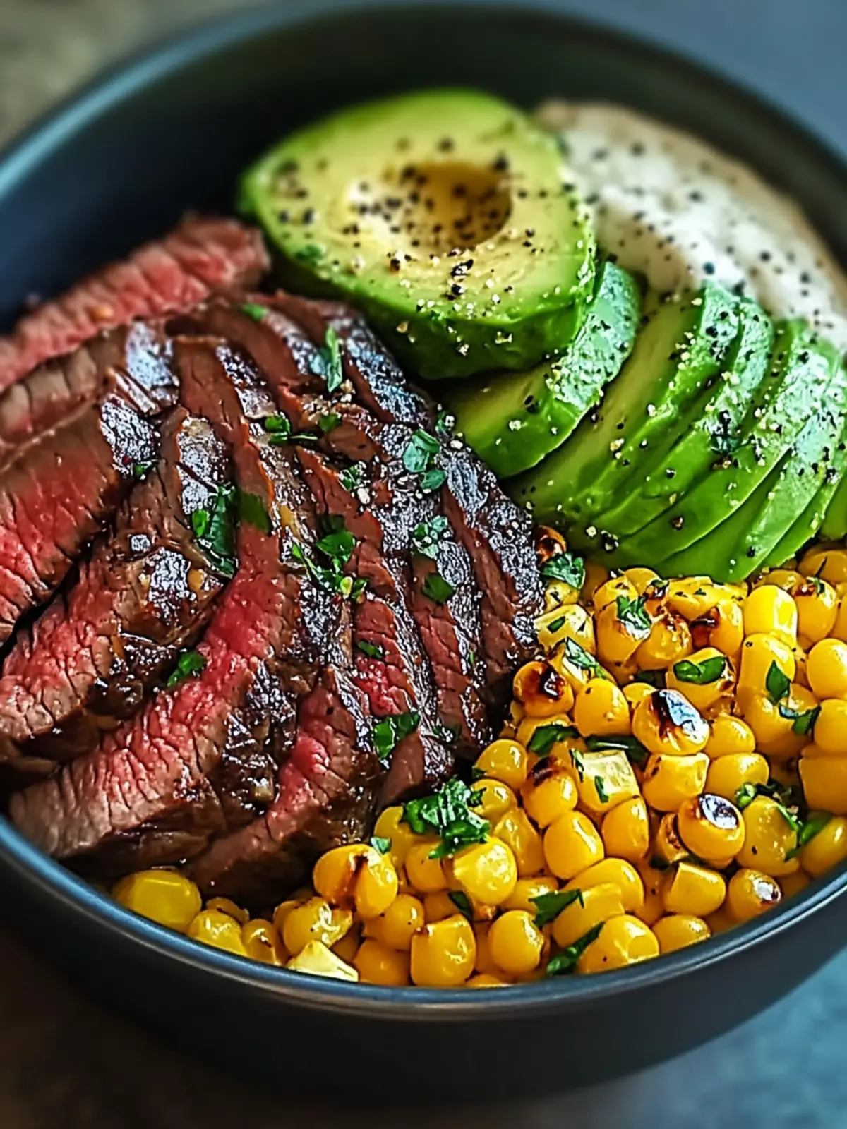 Delicious Steak Avocado Roasted Corn Bowl for Flavor Lovers 3 Steak Avocado Roasted Corn Bowl