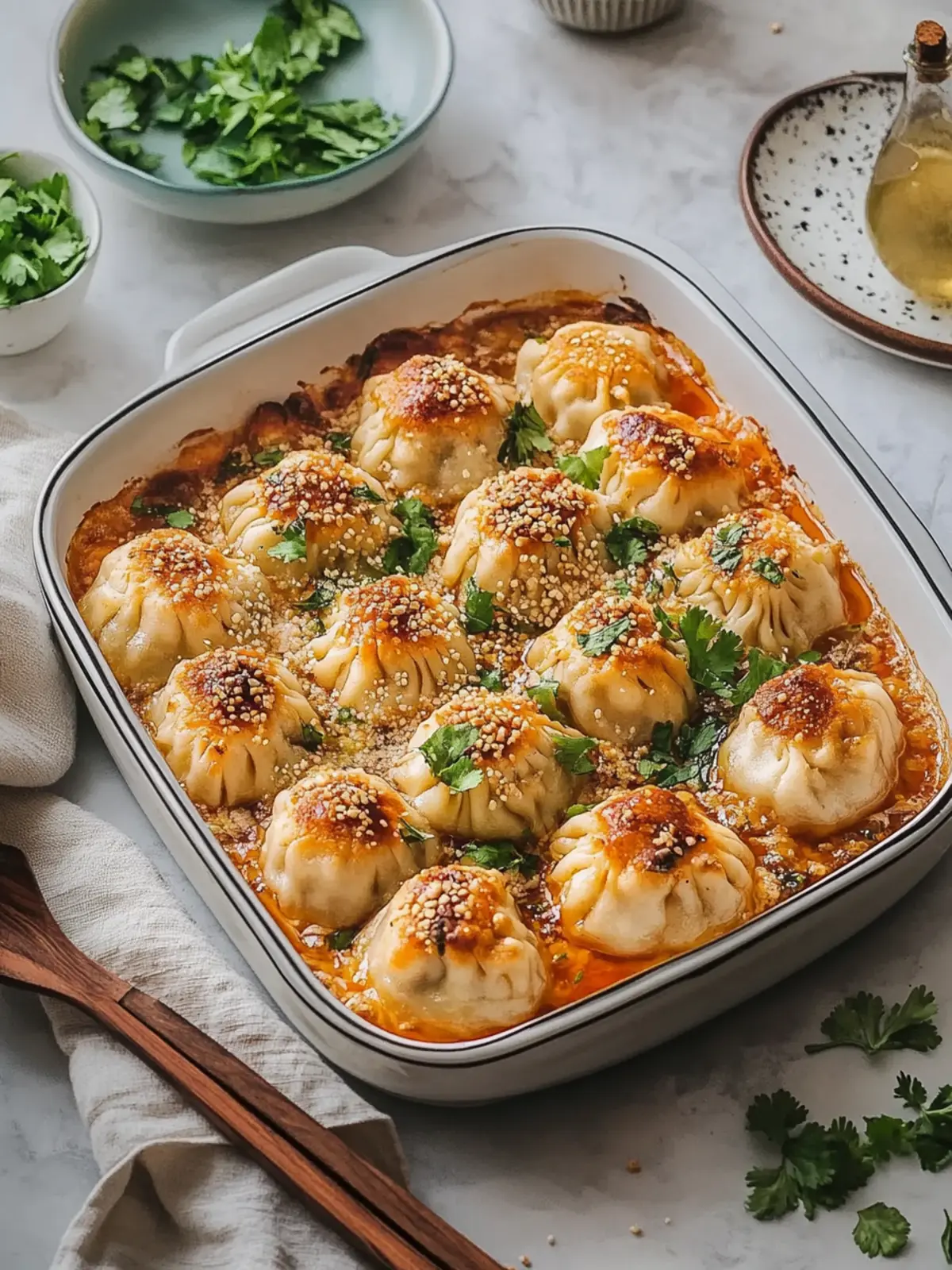 Quick and Customizable One-Pan Dumpling Bake Delight 4 Dumpling Bake