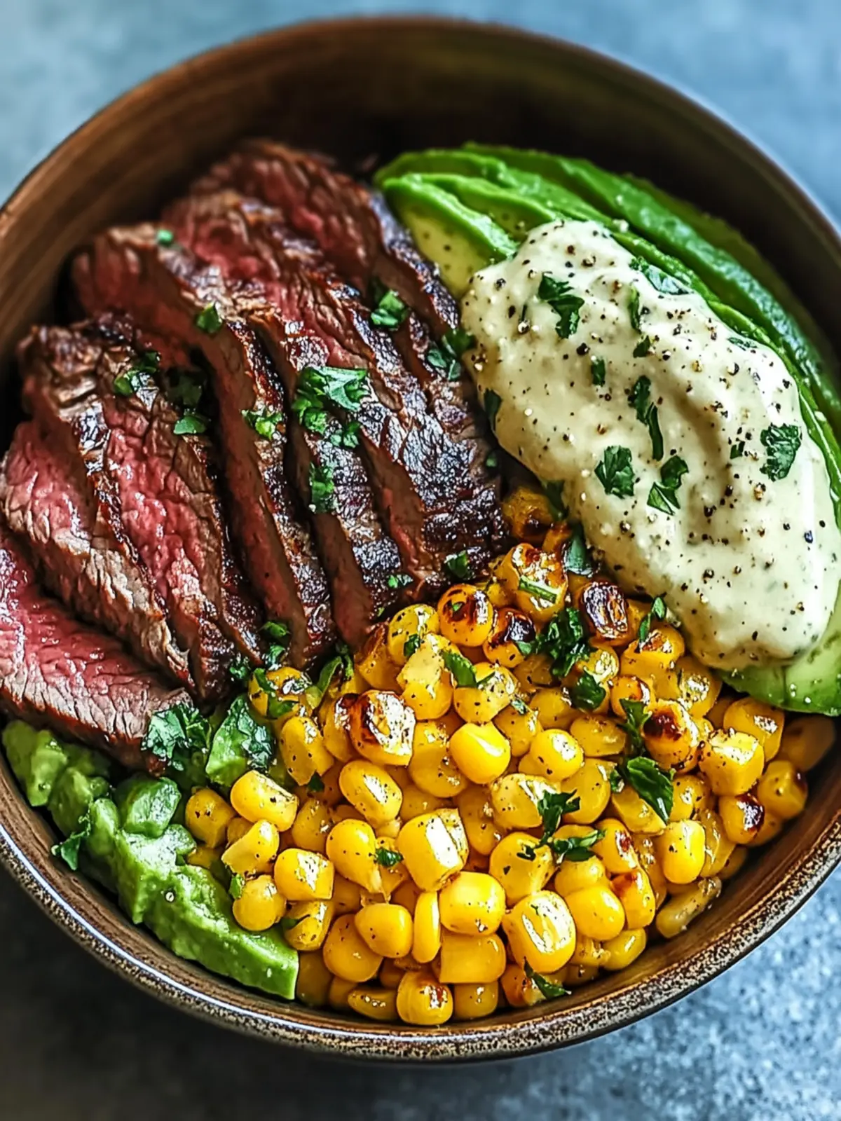Delicious Steak Avocado Roasted Corn Bowl for Flavor Lovers 2 Steak Avocado Roasted Corn Bowl