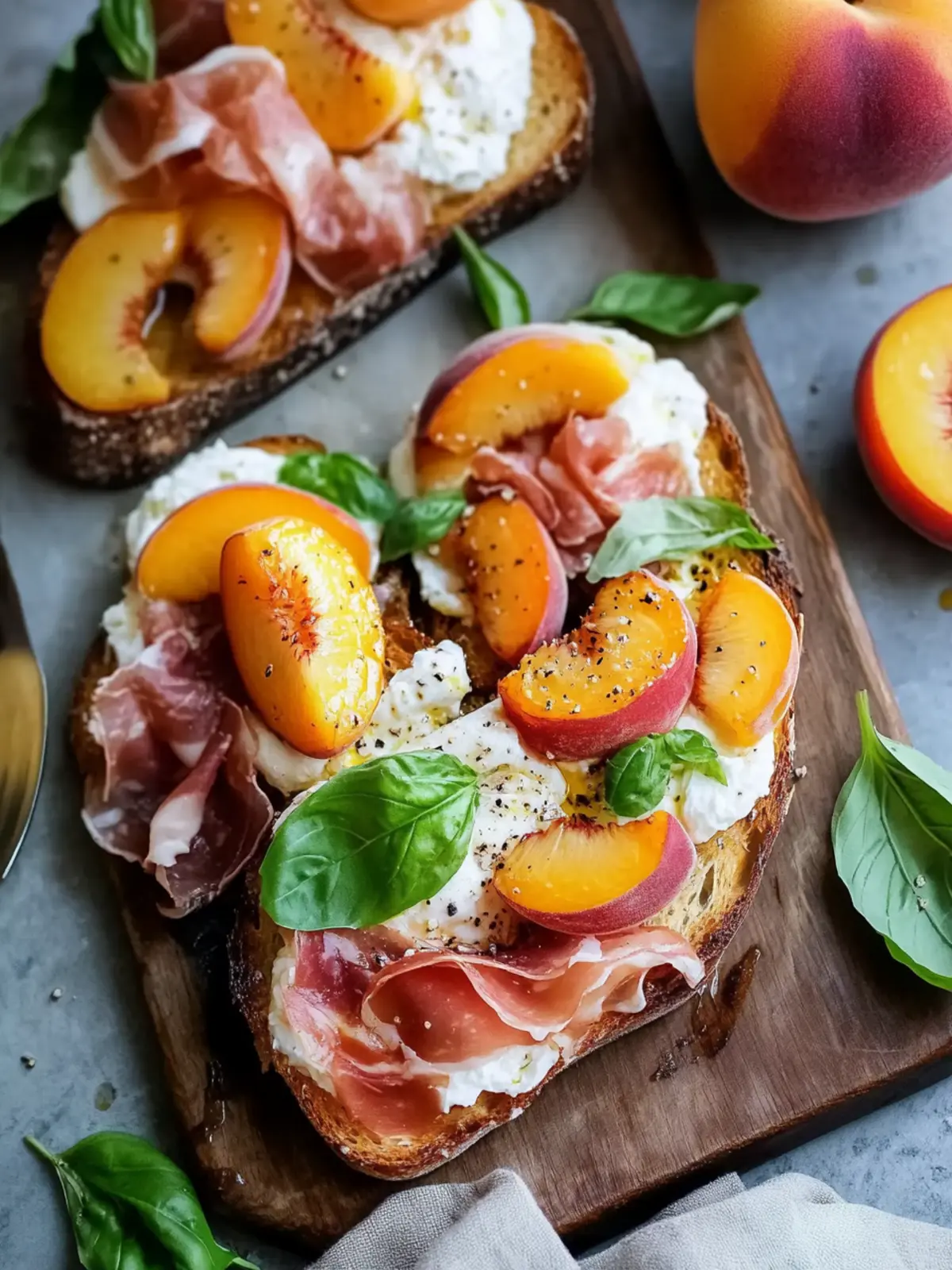 Peach, Burrata, and Prosciutto Toast for a Perfect Summer Snack 2 Peach, Burrata, And Prosciutto Toast